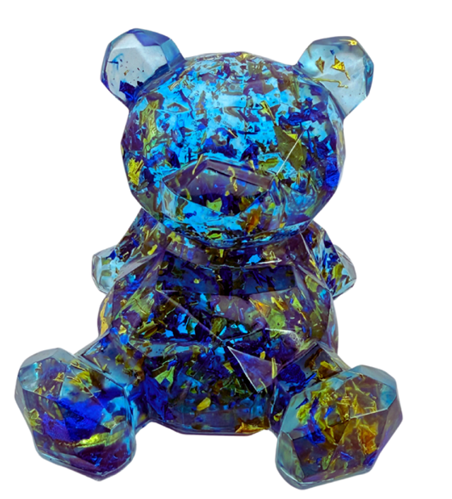 Ours assis forme géométrique en résine 