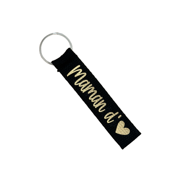 Porte Clé Noir et Doré Maman d'Amour