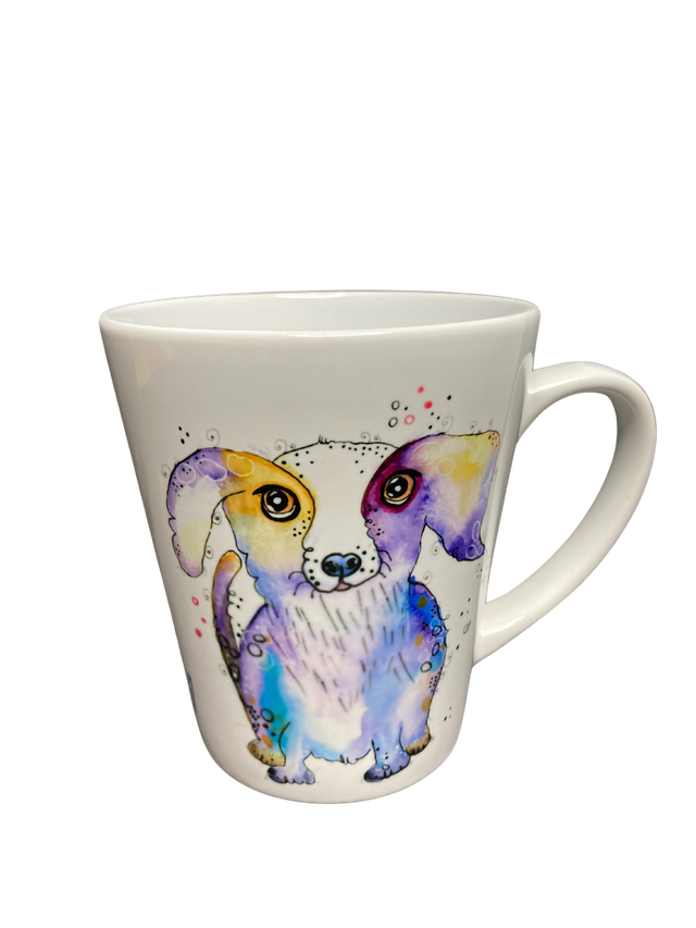 Konische Keramiktasse "Hund"
