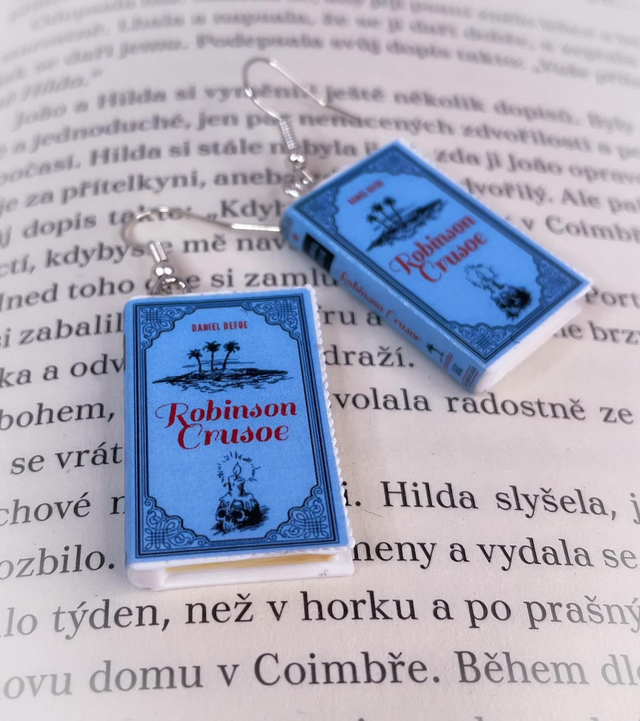 Náušnice mini knížky Robinson Crusoe