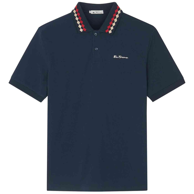 Ben Sherman 0077633 Jaquard Collar Interest Polo - Dark Navy