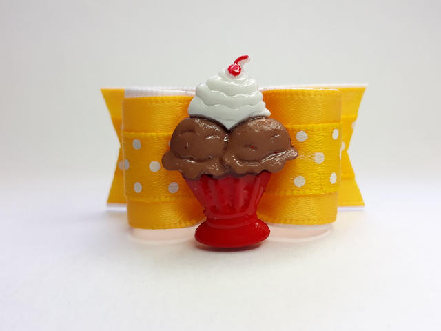 Noeud pour chienfantaisie-jaune-pois-sundae