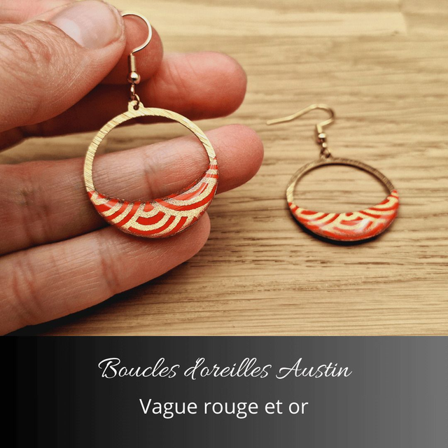 Boucles d'oreilles Austin n°1 - Rouge, or
