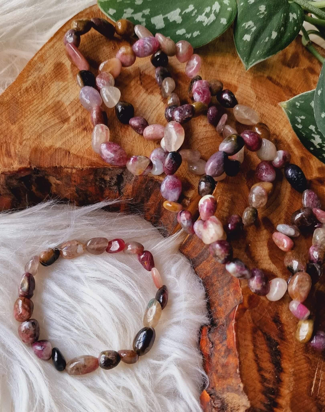Rainbow Tourmaline Pebble Bracelet 
