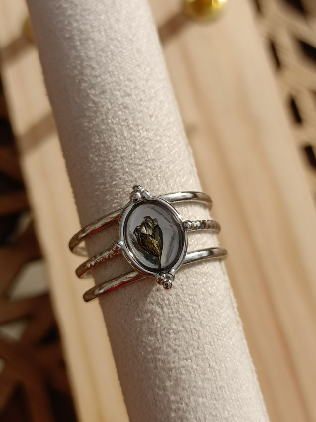 Bague Multirangs Réglable - Argent - Fleur noire