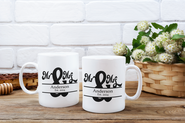 Personalised Wedding Mugs - Mr &amp; Mrs 