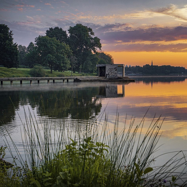 Abend am Aasee-Pier