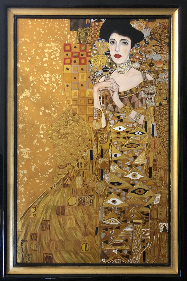 Copia da Klimt olio e foglia d'oro su tavola 50 x 70 cm. (Mara Calzolari)