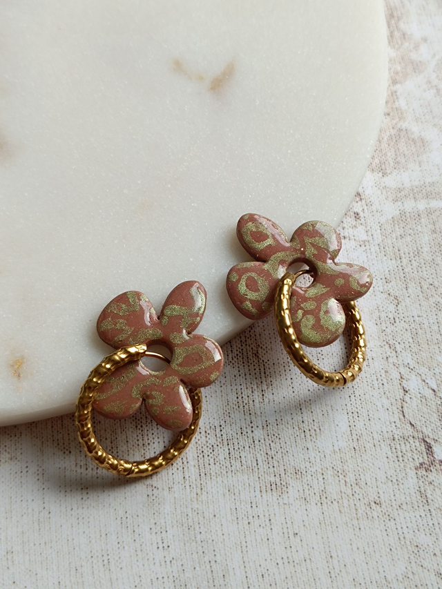 Boucles d'oreilles interchangeables Flora (créoles + breloques)