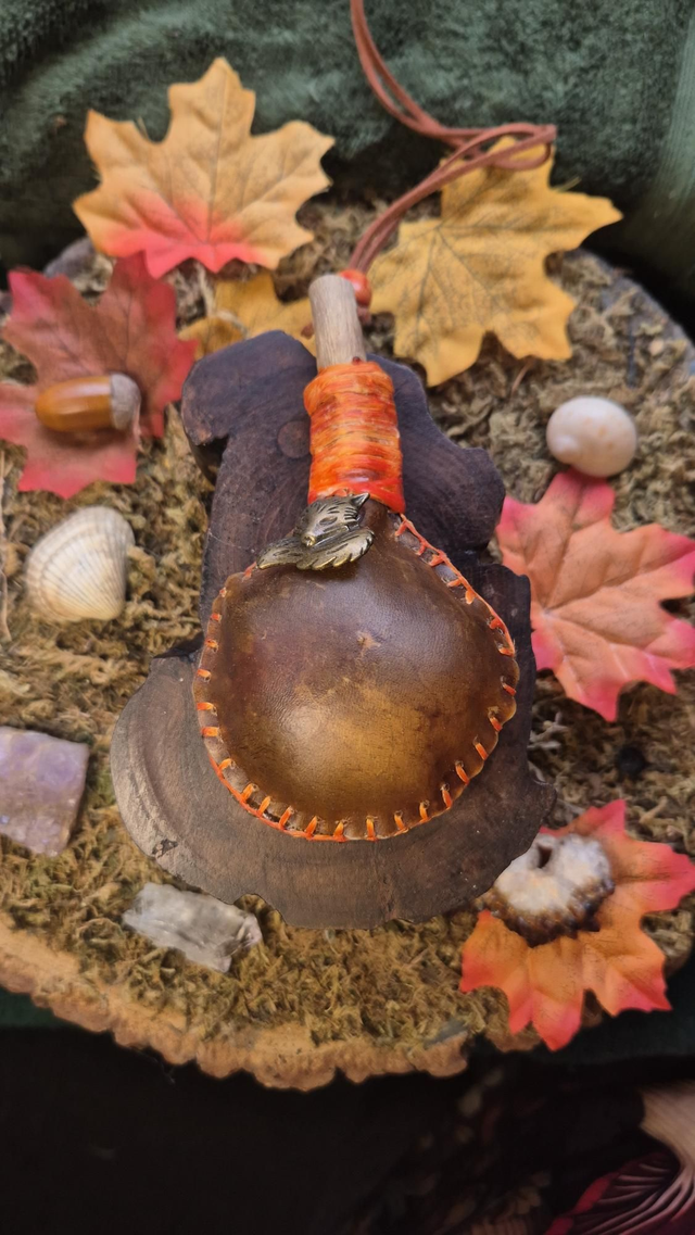 Horse Shamanic Necklace Rattle with Fox Charm