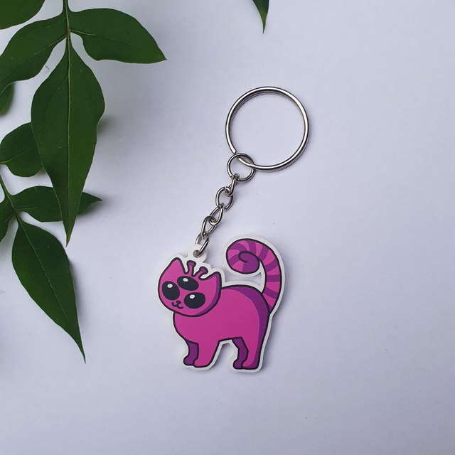 Pink Alien Cat Acrylic Keyring