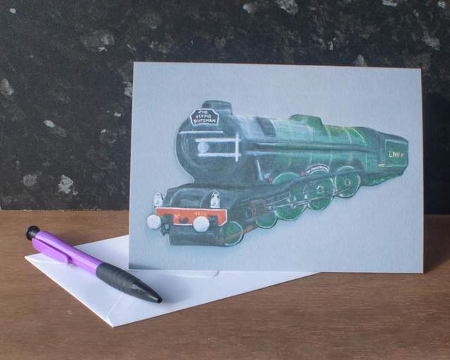 Flying Scotsman Train Greetings Card/Mounted Print (blank inside)