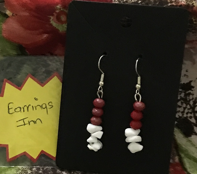 Red &amp; White Dangling Earrings-RDE31