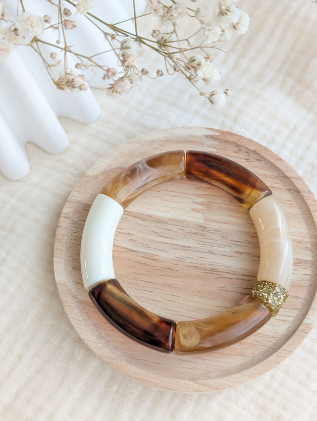 Bracelet jonc Mona marron marbré