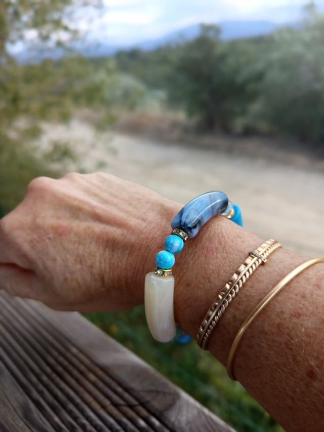 Bracelet perles tubes Arya tacheté Firoza