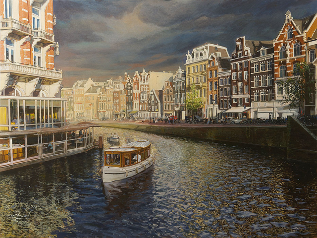 Amsterdam - Rokin, 90x120 akryl płótno 2020