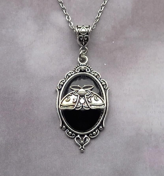 Moth Cameo Necklace 