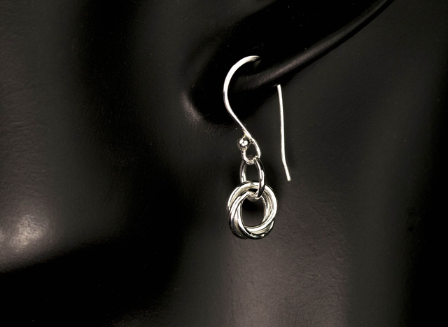 Silver Triple Rolling Ring Earrings