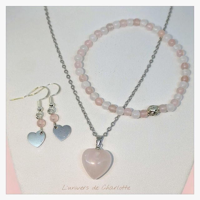 Parure &quot; Quartz rose&quot; PR-002