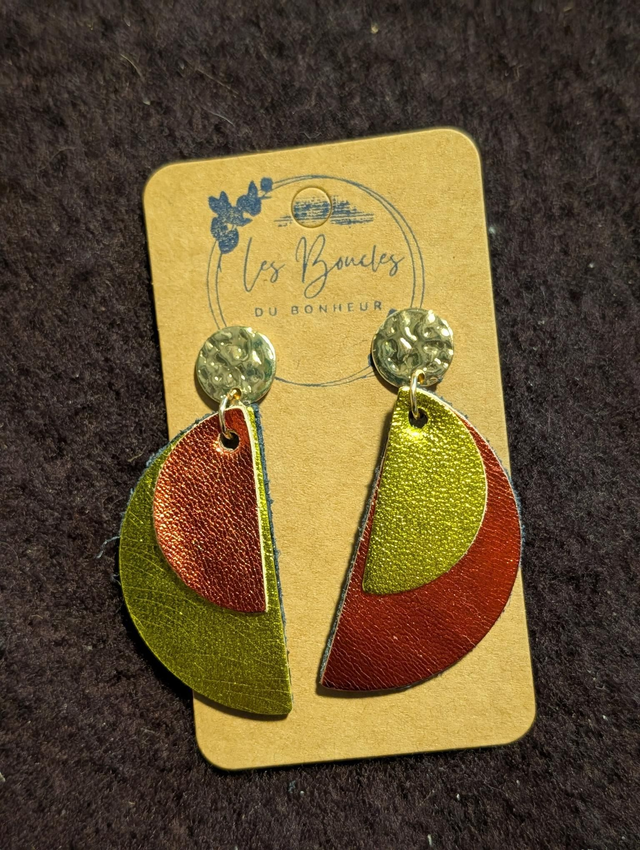 Boucles d'oreilles Ama rouge et jaune a008