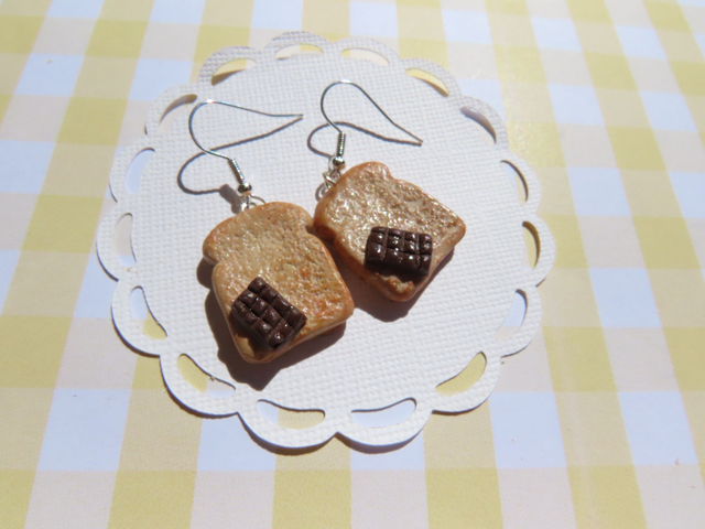 Boucles d'oreilles - Toasts grillés et chocolat
