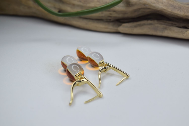 DORMEUSES DOUBLE VOIE LACTÉE AMBRE MONTURE OR (DVL19)