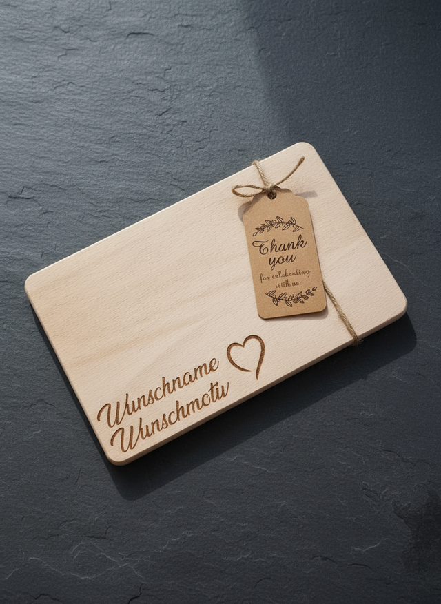 Personalisiertes Brettchen 23 x 15 x 1 cm Naturprodukt aus FSC Zertifiziertem Buche