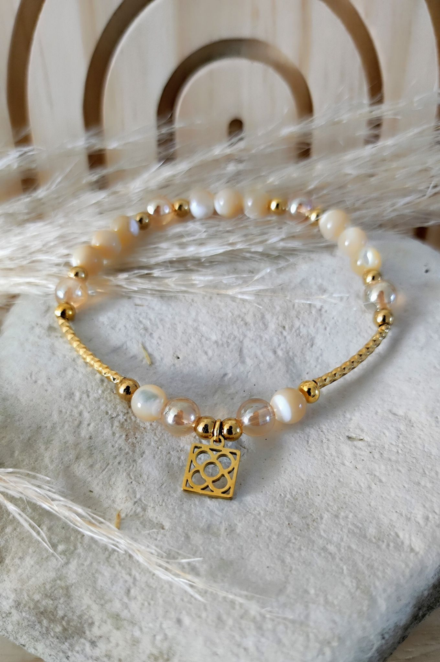 Bracelet "Mère des Perles" Nacre et Aqua Aura