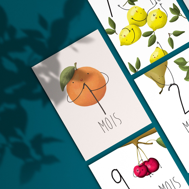 Cartes étapes fruits - 12 mois