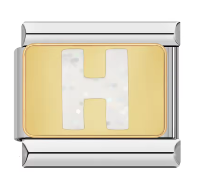 Charm "H" Fondo Dorado 