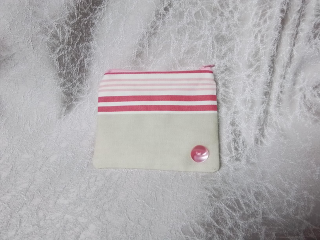 Pink Striped Zipped Purse