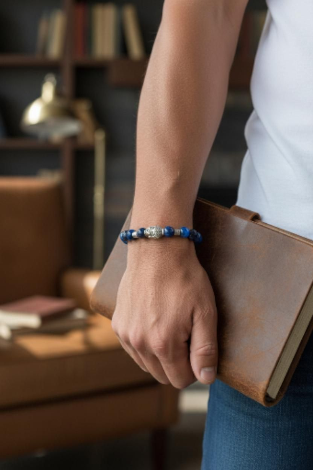 Bracelet Oeil De Tigre Bleu - Force & Courage