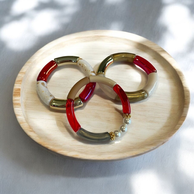 Bracelets acryliques rouge