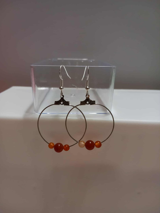 Boucles d'oreilles Odinette argent - Agate rouge Cornaline