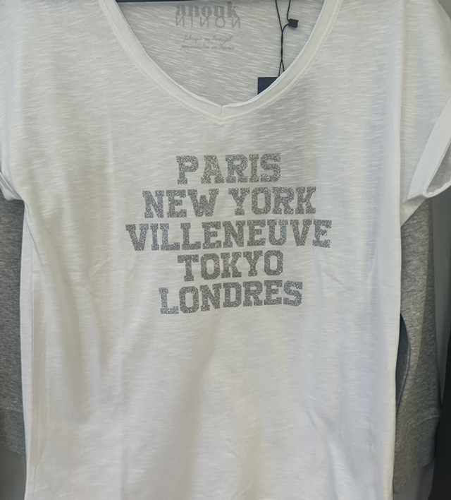Tee shirt paillettes argent ou dore 