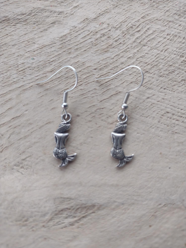 Mermaid silver charm earrings 