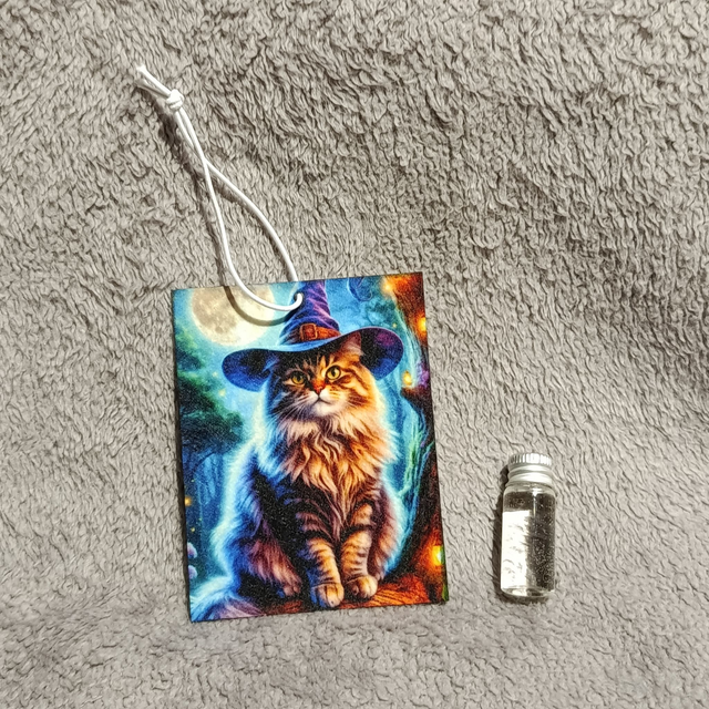 Chat sorcier arbre - sublimés des deux côtés avec fiole de fragrance