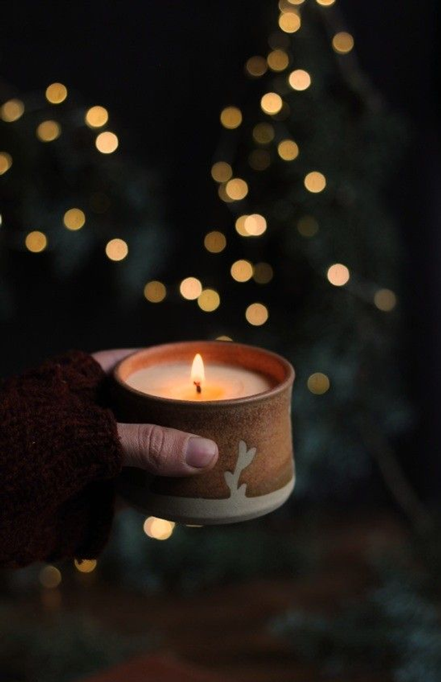 Bougie artisanale &quot;fleur de coton&quot;