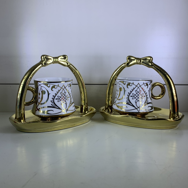 Service à café 6 pièces-doré blanc art 