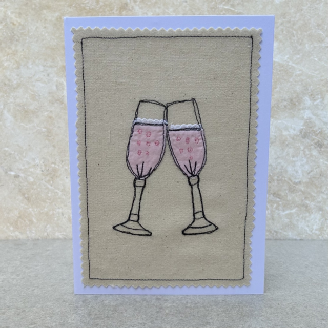 Free motion Embroidery- champagne flutes