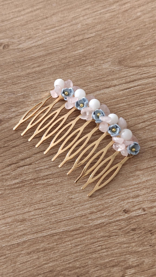 Peigne Hortensias bleu vaporeux