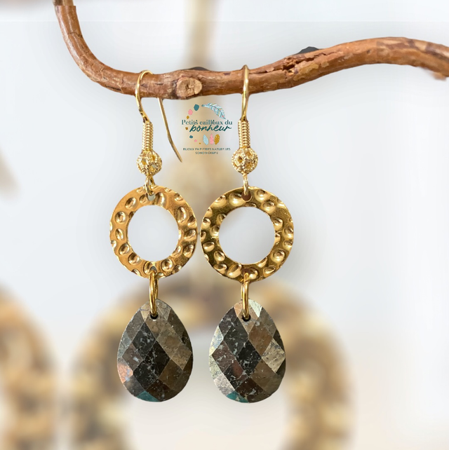 Boucles d’oreilles en Pyrite - Force & feu intérieur  