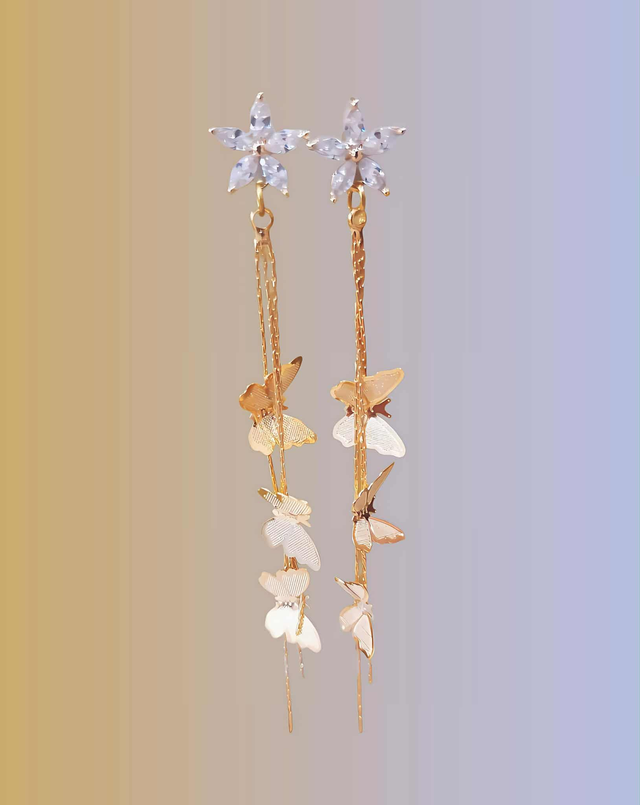 boucles papillons 18 carats