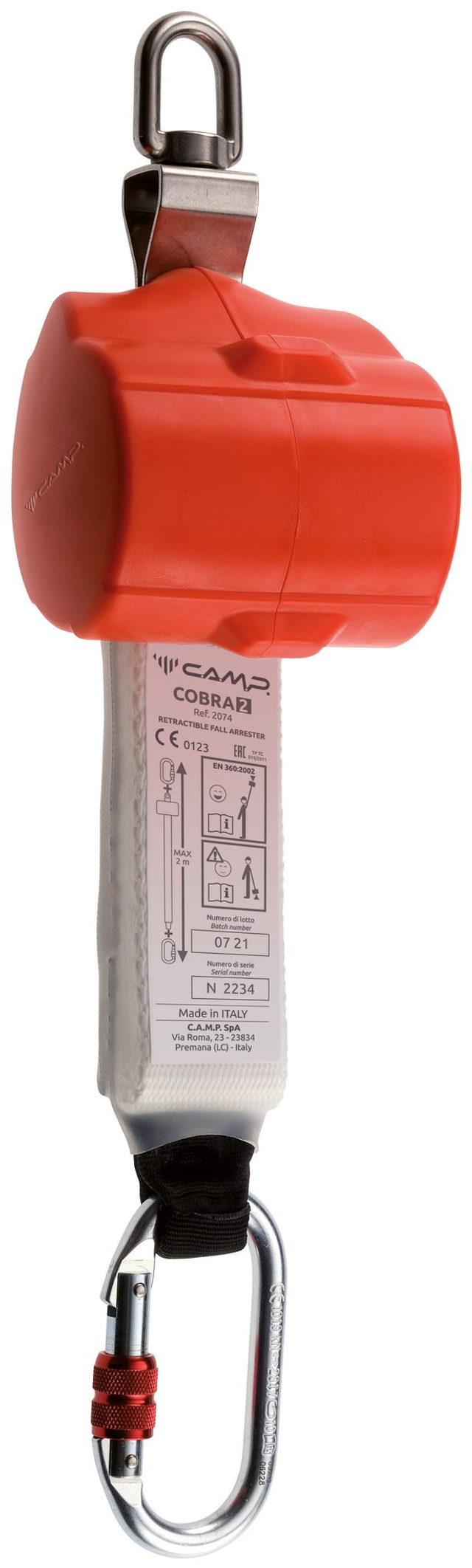 Antichute à rappel CAMP Cobra 2 m Retractable Fall Arrester