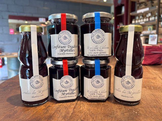 Fan de Myrtilles: 2 confitures Myrtilles Tradition + 2 Confitures Caline + 2 Coulis