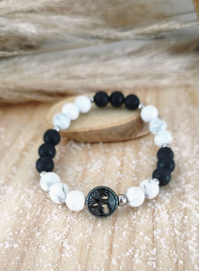 Bracelet "Sérénité" Pierre de lave et Howlite