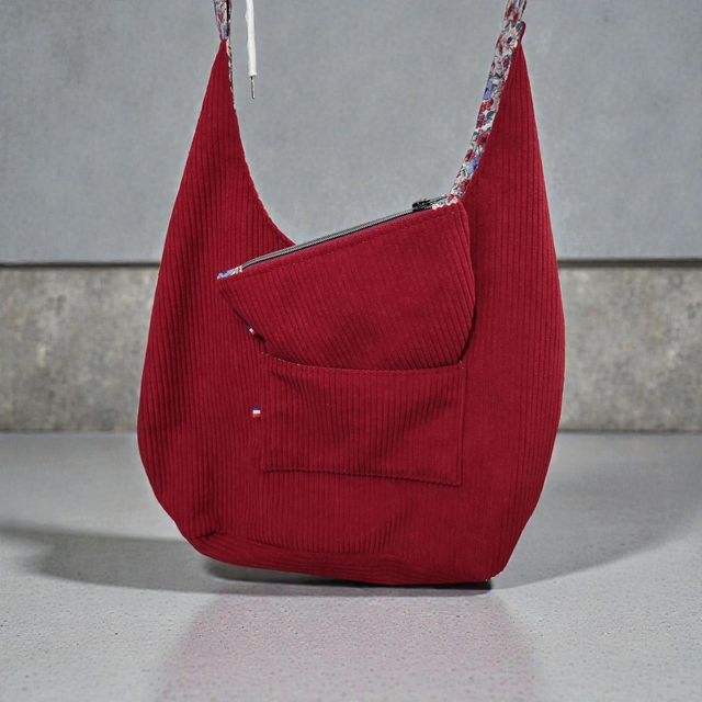 Sac cabas velours lie de vin 