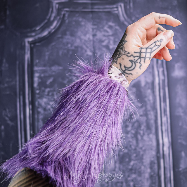 Armwarmers en fausse fourrure lavande