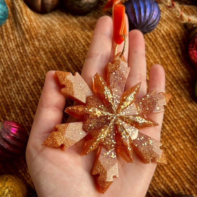 Snowflake Decoration - Rust and Gold