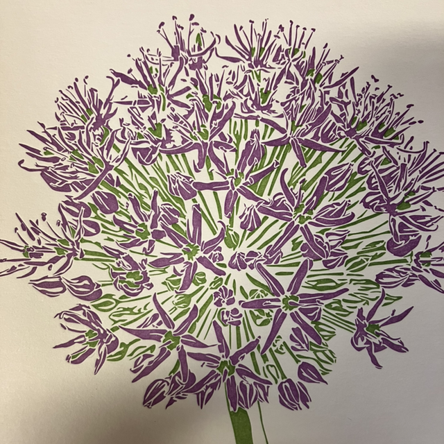 Traditional Letterpress Floral Allium